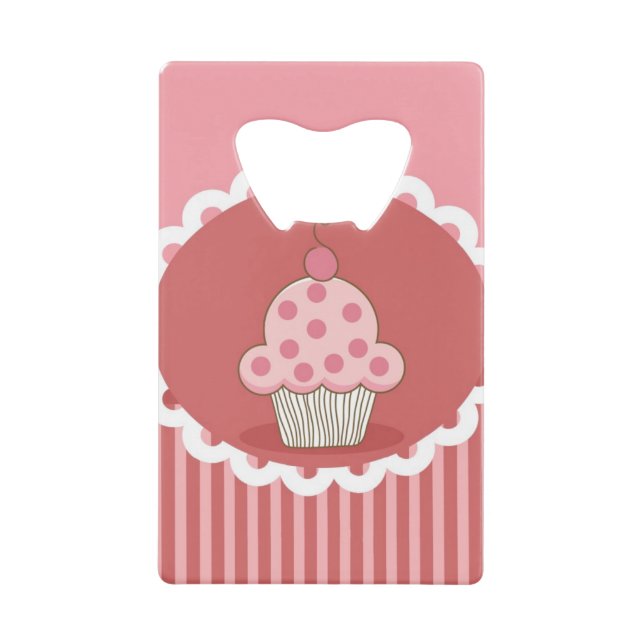 Pink Cupcake Design Credit Card Bottle Opener (Front)