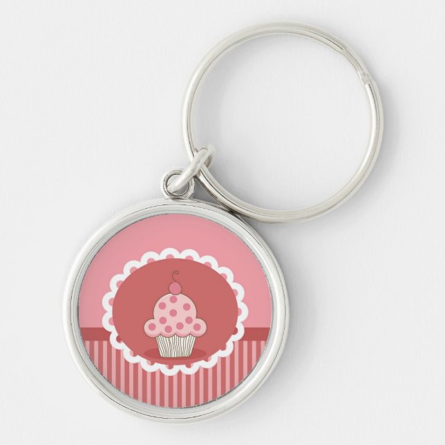 Pink Cupcake Design Keychain (Front)