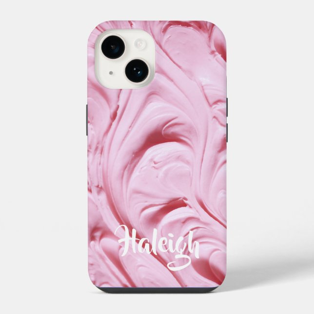 Pink Cupcake Frosting Personalized iPhone Case (Back)