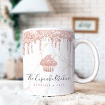Pink Cupcake Glitter Drips Bakery Dessert Marble Coffee Mug<br><div class="desc">Present your best self to your clients, with this elegant, sophisticated, simple, and modern custom name coffee mug. A sparkly, rose gold cupcake, glitter drips, and soft grey handwritten typography overlay a white marble gold veined background. Personalize with your full business name or other info. Makes a chic, professional, and...</div>