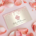 Pink Cupcake Glitter Drips Bakery Pastry Chef Gold Business Card<br><div class="desc">Present your best self to your clients, with these elegant, sophisticated, simple, and modern custom name business cards. A sparkly, rose gold cupcake, glitter drips, and dark grey handwritten typography overlay a faux metallic champagne gold ombre background. Personalize with your full name and business on the front. Fill in the...</div>