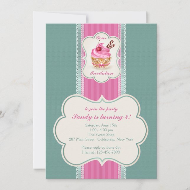 Pink Cupcake Invitation (Front)
