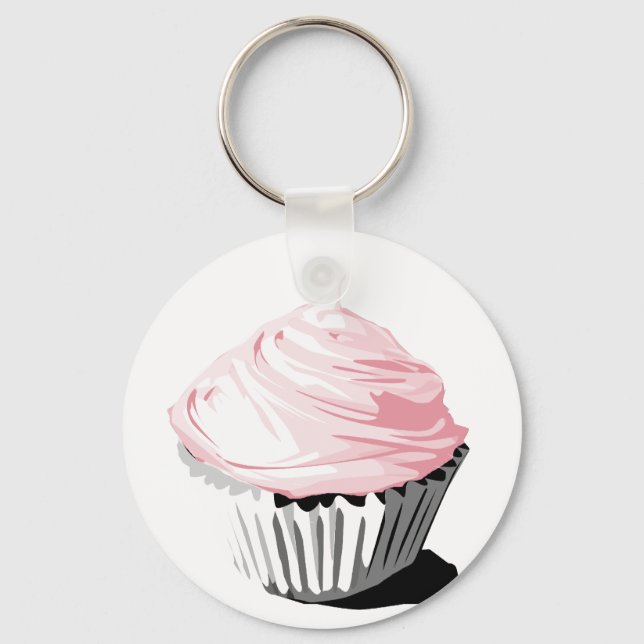 Pink cupcake keychain (Front)