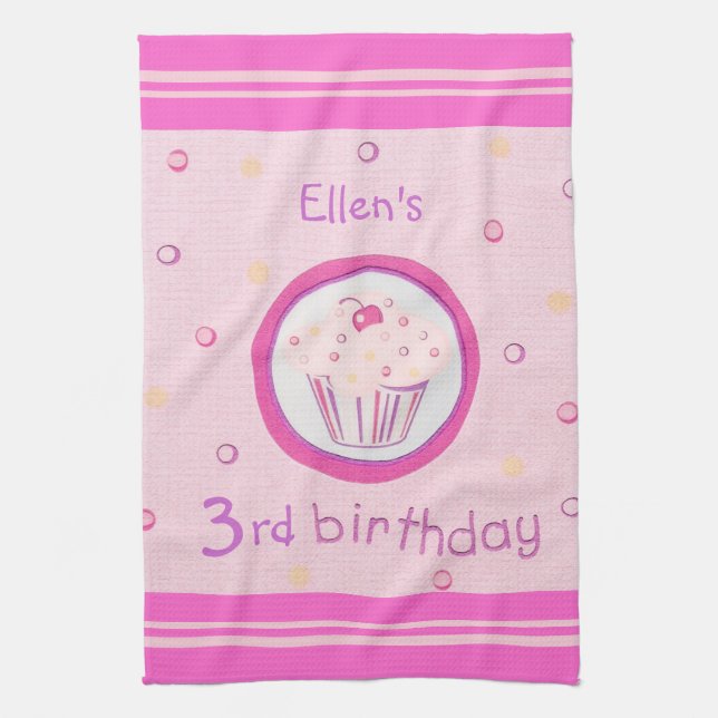 Pink Cupcake Kitchen Towel (Vertical)