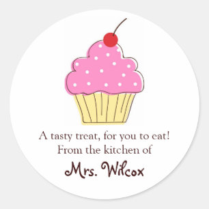 Pink Cupcake labels, From the Kitchen Of... Classic Round Sticker
