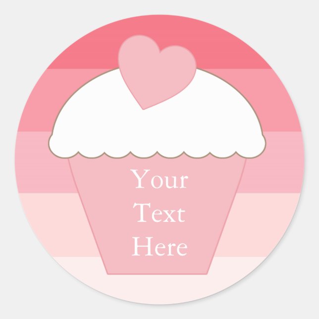 Pink Cupcake Ombre Classic Round Sticker (Front)