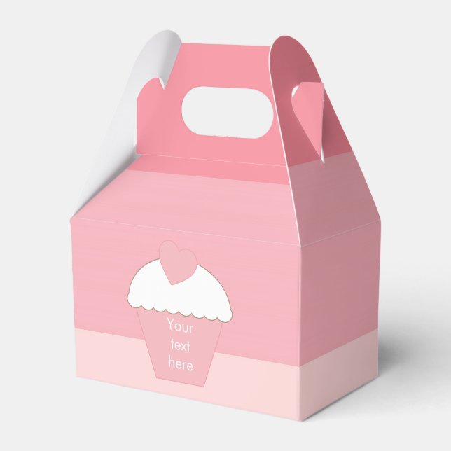 Pink Cupcake Ombre Stripes Favor Box (Front Side)