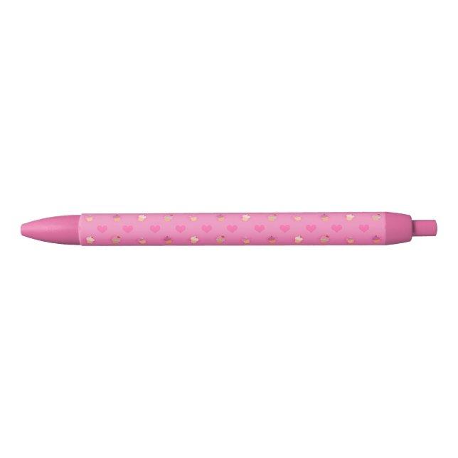 Pink Cupcake Pattern Black Ink Pen (Front)