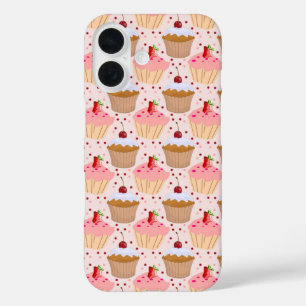 Pink Cupcake Pattern iPhone 16 Case