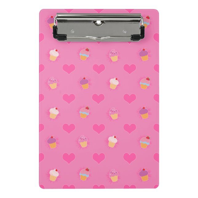 Pink Cupcake Pattern Mini Clipboard (Front)