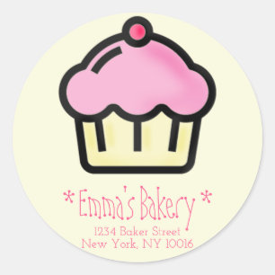 Pink Cupcake - Personalized Bakery Stickers