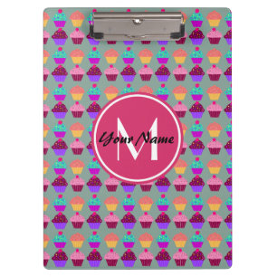 Pink Cupcake Personalized Name, Custom Monogram Clipboard