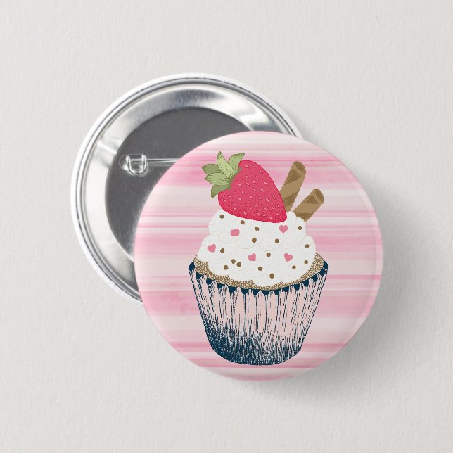 Pink Cupcake Pin – Cute Party Favor or Gift for Ba (Front & Back)