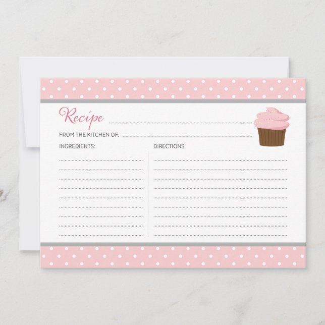 Pink Cupcake Recipe Card (Front)