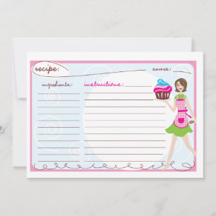 Pink Cupcake Recipe Cards