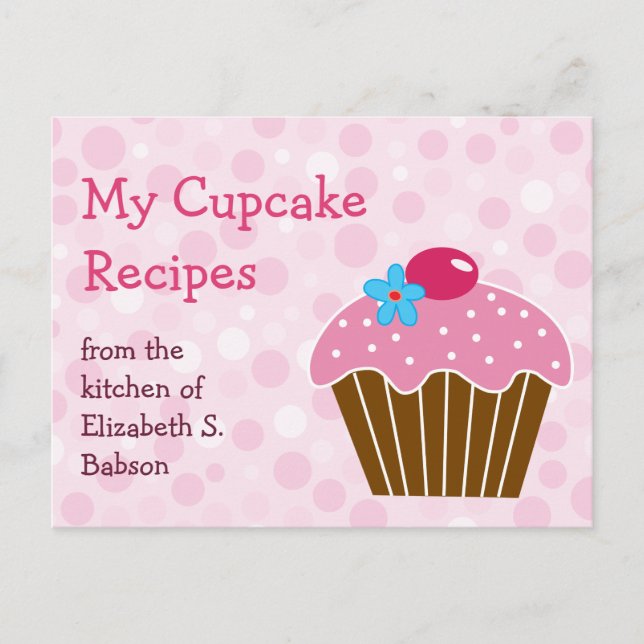 Pink Cupcake Recipe Postcard (Front)