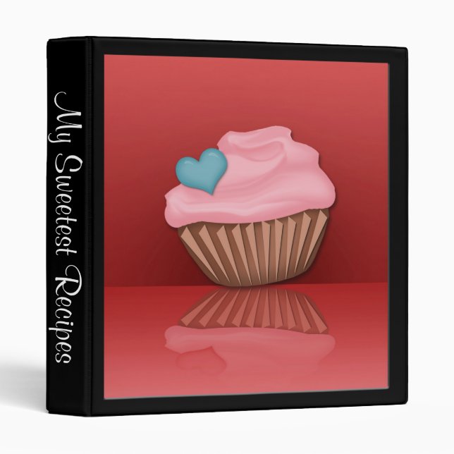 Pink Cupcake Reflection Personalized Recipe Binder (Front/Spine)