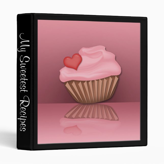 Pink Cupcake Reflection Personalized Recipe Binder (Front/Spine)