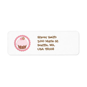 Pink Cupcake Return Address Label