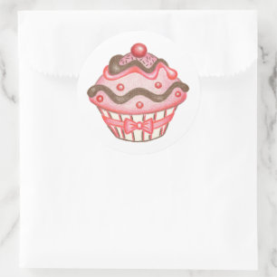 Pink Cupcake Stickers