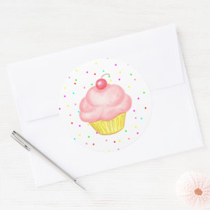 Pink Cupcake Stickers