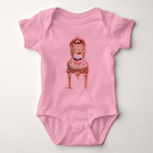 Pink Cupcake Victorian Chair Baby Bodysuit