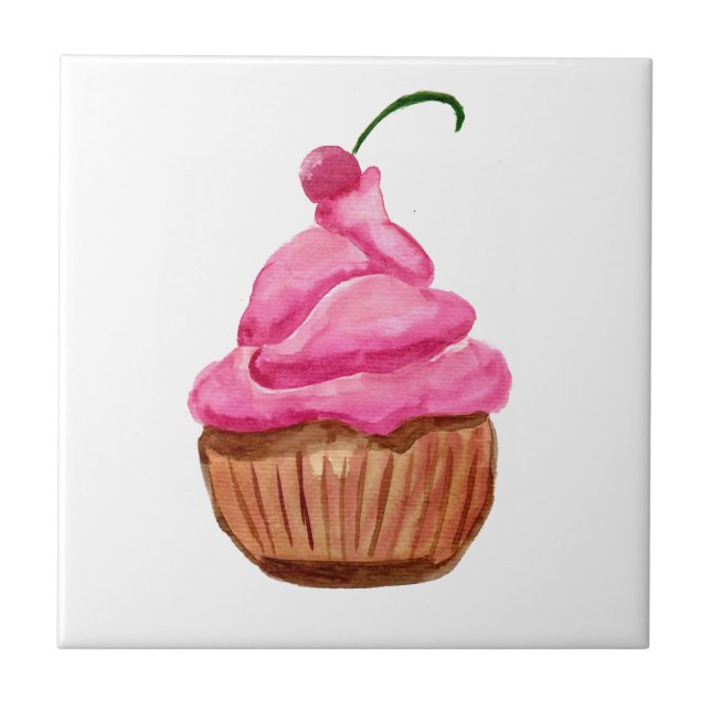 Pink Cupcake with Cherry Tile (Front)