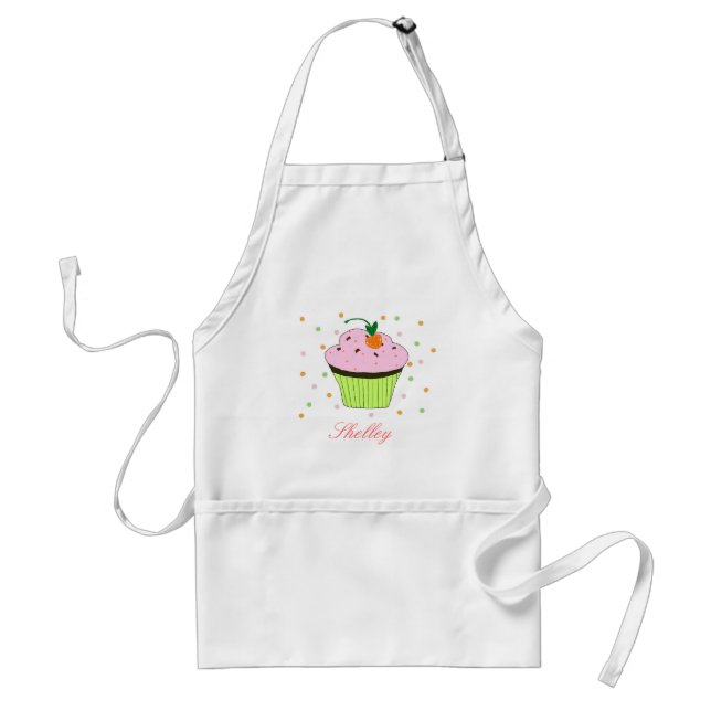 Pink Cupcake with Name Standard Apron (Front)