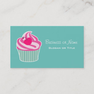 Pink Cupcake WIth Polka Dot Cherry Business Card