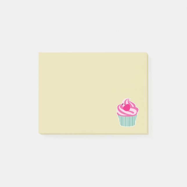 Pink Cupcake WIth Polka Dot Cherry Post-it Notes (Front)
