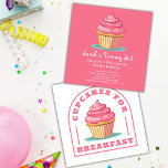 Pink Cupcakes Birthday Brunch or Breakfast Invitation<br><div class="desc">Cute little girl's birthday party or sleepover party with pink cupcakes for breakfast.</div>