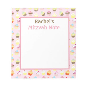 Pink Cupcakes Mitzvah Note Girls Bloc-notes