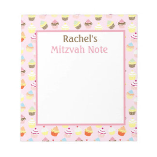 Pink Cupcakes Mitzvah Note Girls Bloc-notes