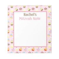 Pink Cupcakes Mitzvah Note Girls Notepad