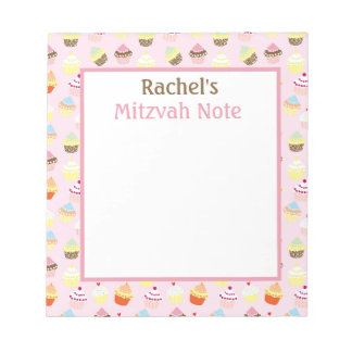 Pink Cupcakes Mitzvah Note Girls Notepad