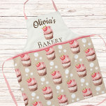 Pink Cupcakes Personalized Bakery Name Apron<br><div class="desc">Pink Cupcakes Personalized Bakery Name Apron</div>