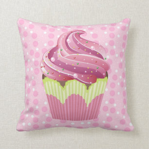 Pink Cupcakes Tasty Sweets Throw Pillow