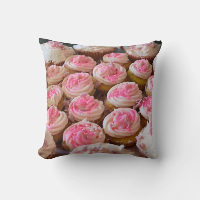 Pink Cupcakes Throw Pillow (Front)