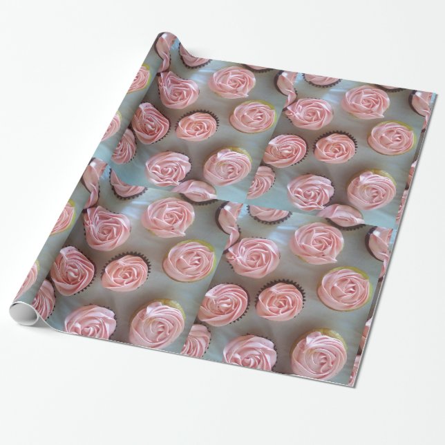 Pink Cupcakes Wrapping Paper (Unrolled)