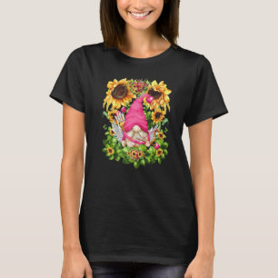 Pink Cupid Gnome For Women And Mom Unique Sunflowe T-Shirt