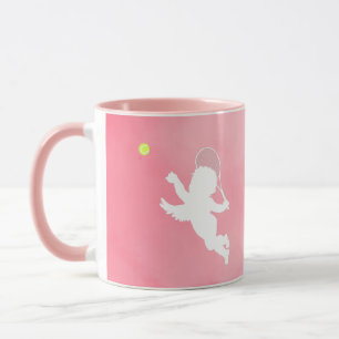 Pink Cupid Tennis Player And Racket With Text Mug
