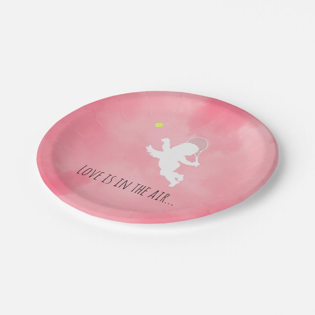 Pink Cupid Tennis Player Paper Plate (Angled)