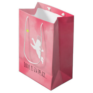Pink Cupid Tennis Player Valentine's Day Medium Gift Bag