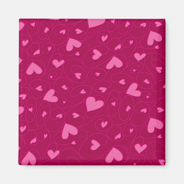 Pink curly hearts magnet (Front)