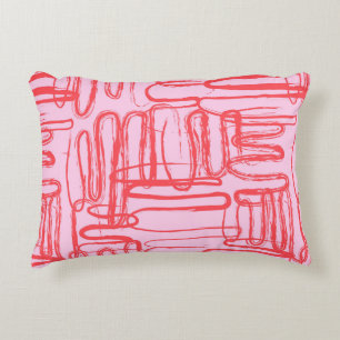 Pink Curve Wavy Squiggle Abstract Modern Accent Pillow
