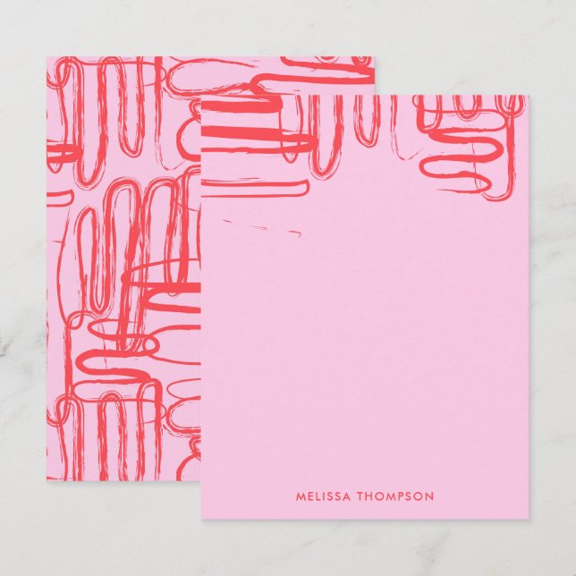 Pink Curve Wavy Squiggle Abstract Modern Card (Front/Back)