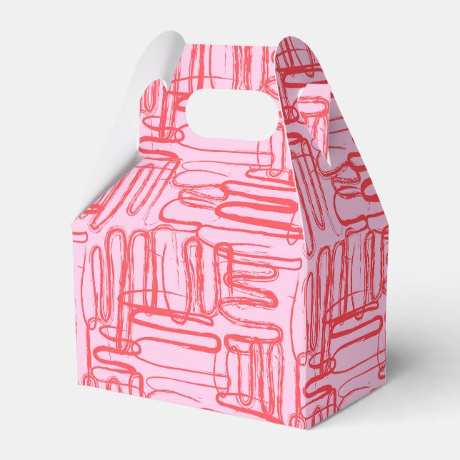 Pink Curve Wavy Squiggle Abstract Modern Favor Box (Front Side)