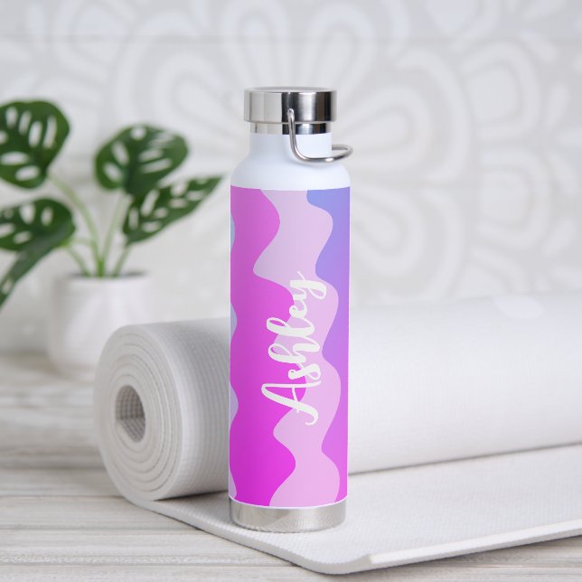 Pink Curves CUSTOM Chic Name Personalized Water Bottle (Yoga)