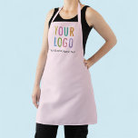 Pink Custom Apron with Company Logo All Over Print<br><div class="desc">Personalize this all-over-print apron with your own company logo or picture and custom text. The text can be a name, business tagline, website address, social media handle, or other personalized text to express yourself. Available in light pink and other colours (all colours are customizable). Available in large, medium, and child...</div>