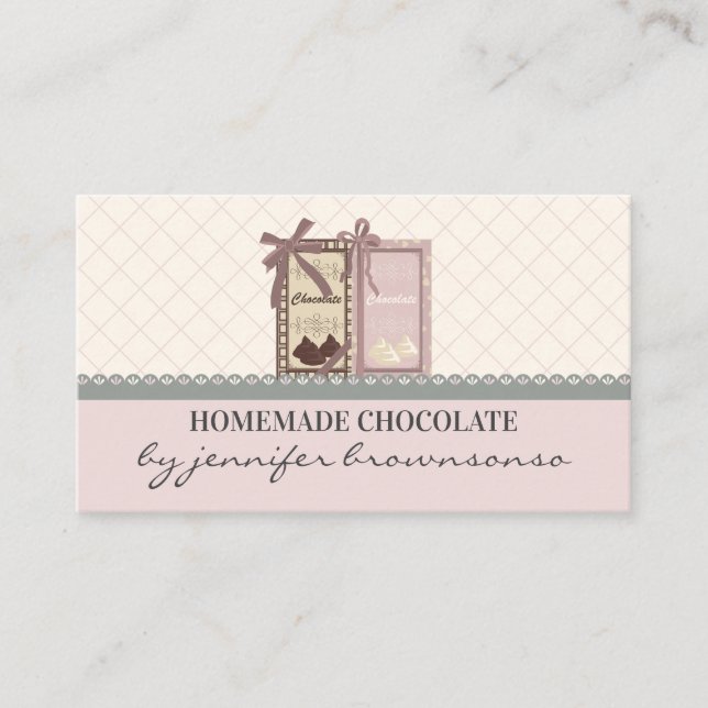 Pink Custom Box Packaging Bakery Shelf Chocolate Business Card (Front)